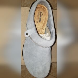 Clarks Collection Grey Suede Slip-On Mary Jane Shoe